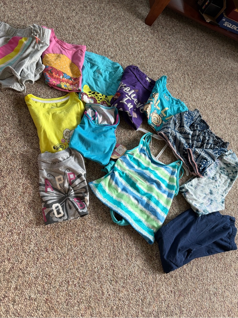 Girls size 10 bundle tops, swimsuit, shorts and pants